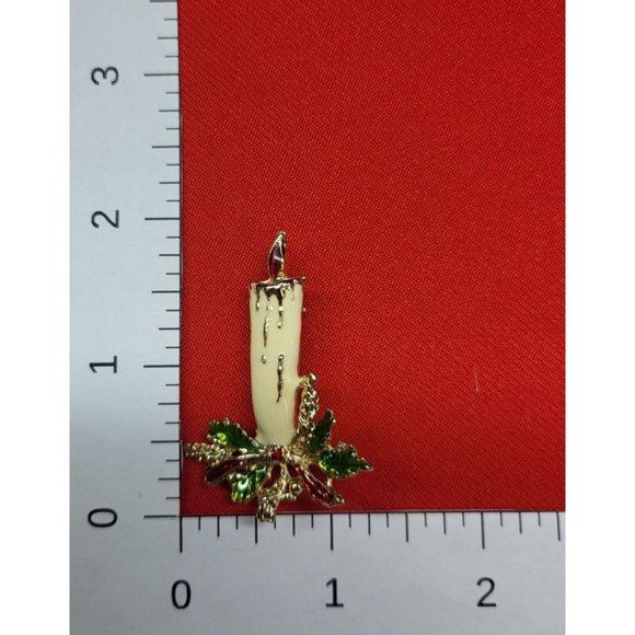 Christmas Pin Brooch Christmas Reindeer Holly Leaf Candle Angel Set of 3 - Picture 12 of 12